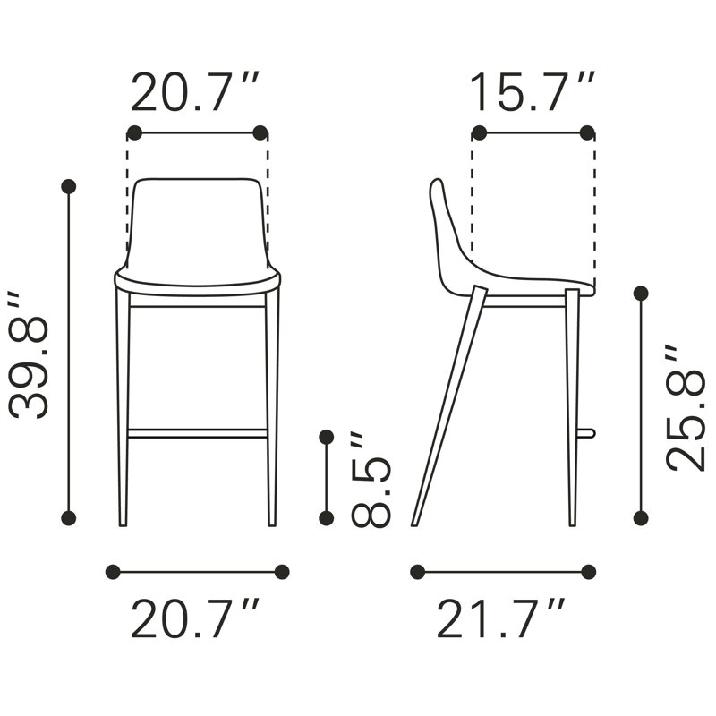 Magnus Upholstered Counter Stool with Metal Frame