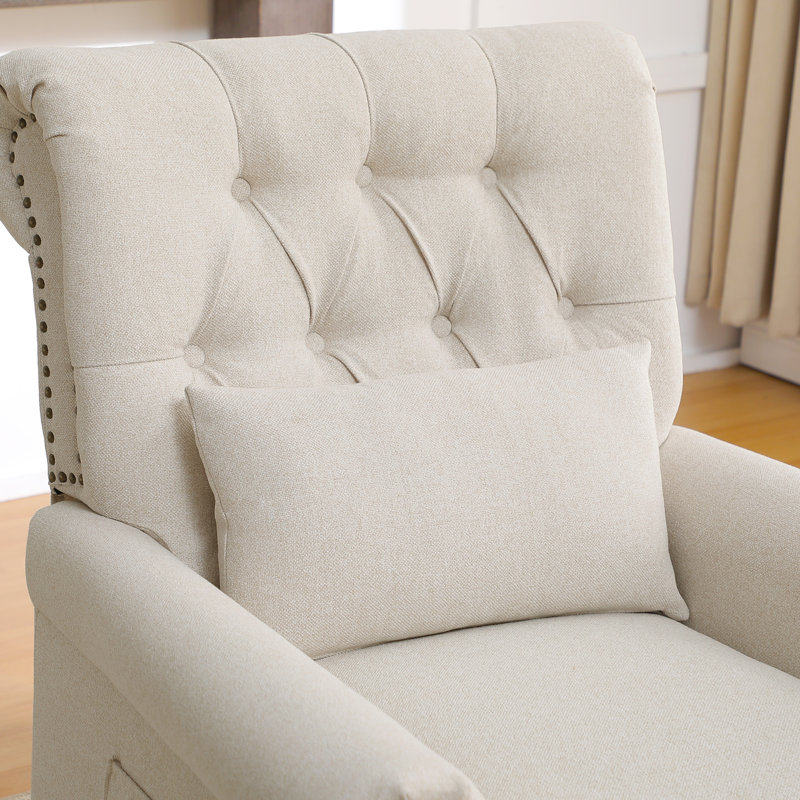 Fauteuil inclinable classique à dossier poussoir l 30 po avec rivets, Kaki