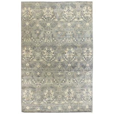 Arts & Crafts One-of-a-Kind 6'1" X 9'3" New Age Wool Area Rug in Gray