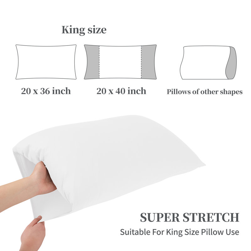 Taies d'oreiller en jersey extensible avec fermeture à enveloppe, Blanc, Taie d'oreiller très grande