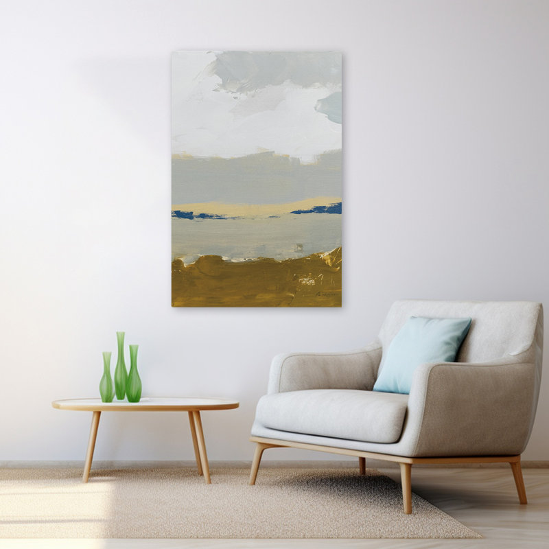 Sables III - nuages abstraits bleu-brun, H 48 po x l 32 po