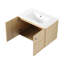 Meuble-lavabo de salle de bain avec lavabo, armoire de rangement de salle de bain moderne à bords arrondis et courbes avec tiroir, lavabo en céramique blanc rond sans robinet, pré-assemblé, couleur vert clair