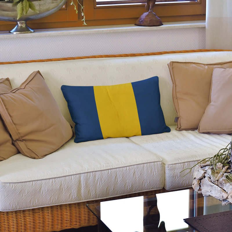 Housse de coussin lombaire Atlanta, Bleu foncé / Jaune, LA