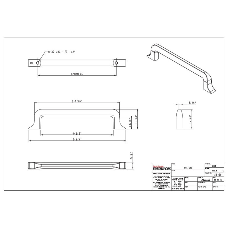 Callie Bar Pull, Polished Nickel, 6 5/16"