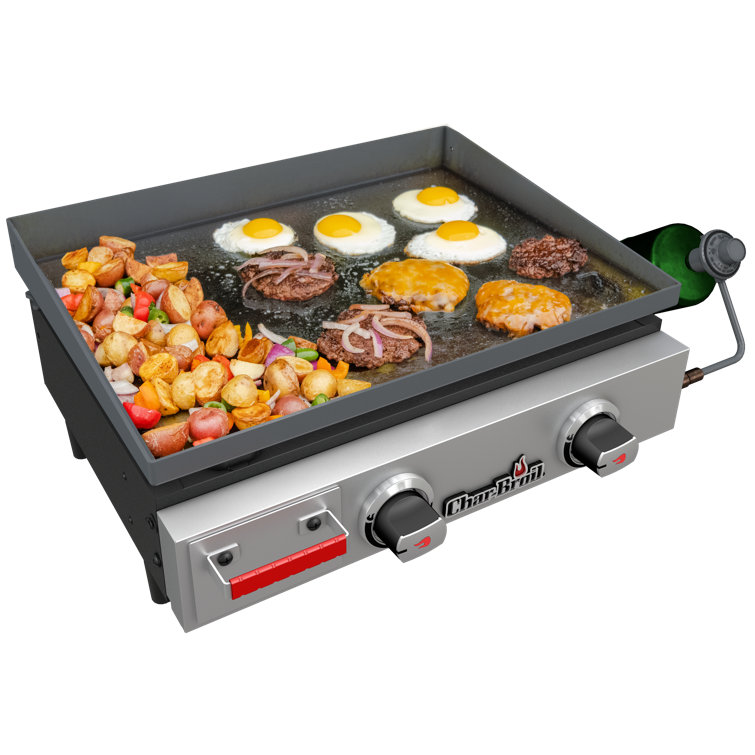 CharBroil Char-Broil 2-Burner Portable Flat Top Gas Grill Bundle - Griddle,  Cover, Adaptor, & Tool Set & Reviews