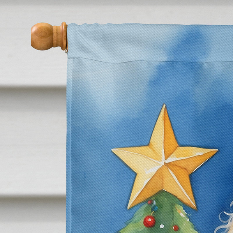 Drapeau de Noël maison de renne, Caniche standard blanc