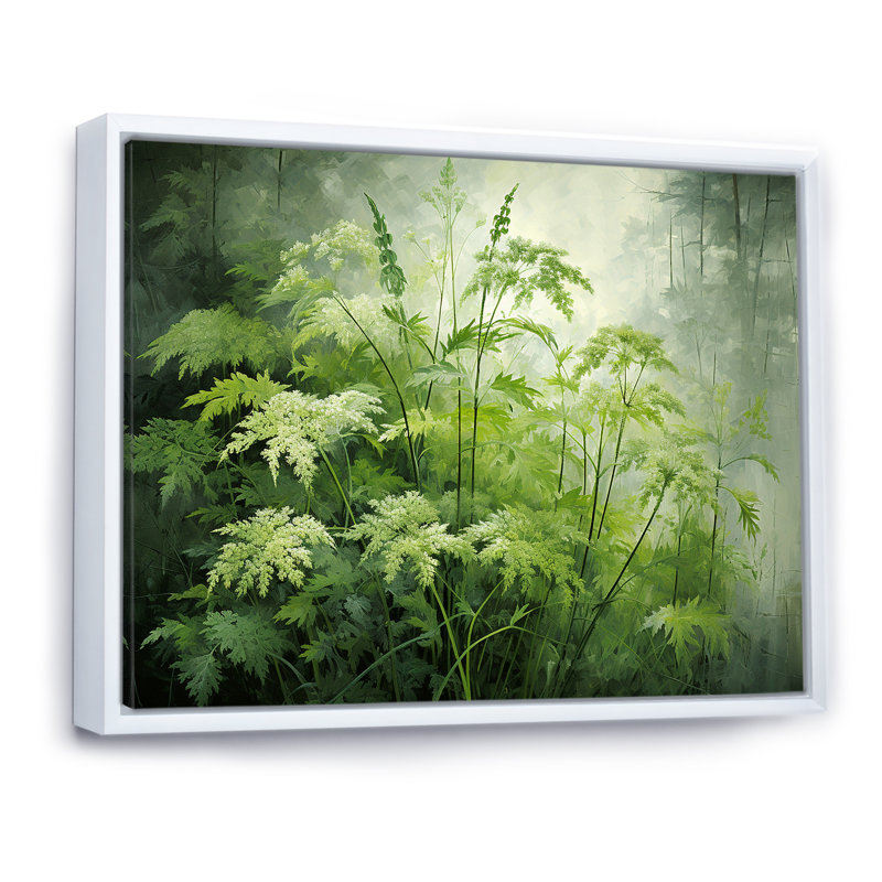 «Herbs Pottery Delights 1 - Floral Herbs», art mural, Cadre flottant blanc, H 30 po x l 40 po x P 1,5 po