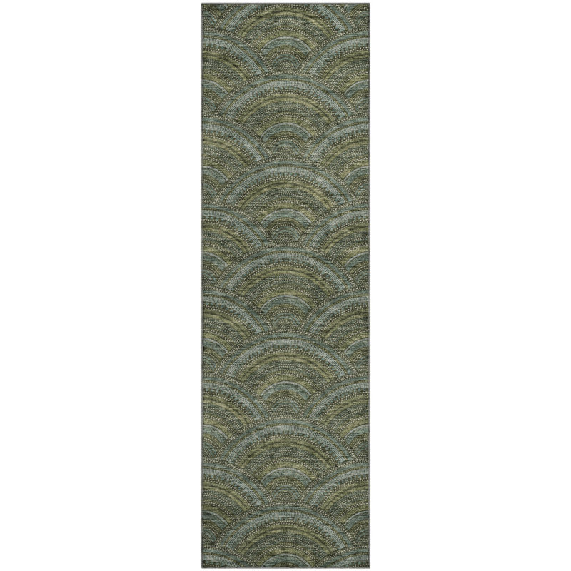 Premium Machine Washable Prisco Olive Rug, Runner 2'3" x 7'6"