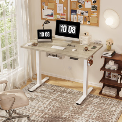 Mancheer Home Office Height Adjustable Standing Desk with USB Ports and Cable Management Tray