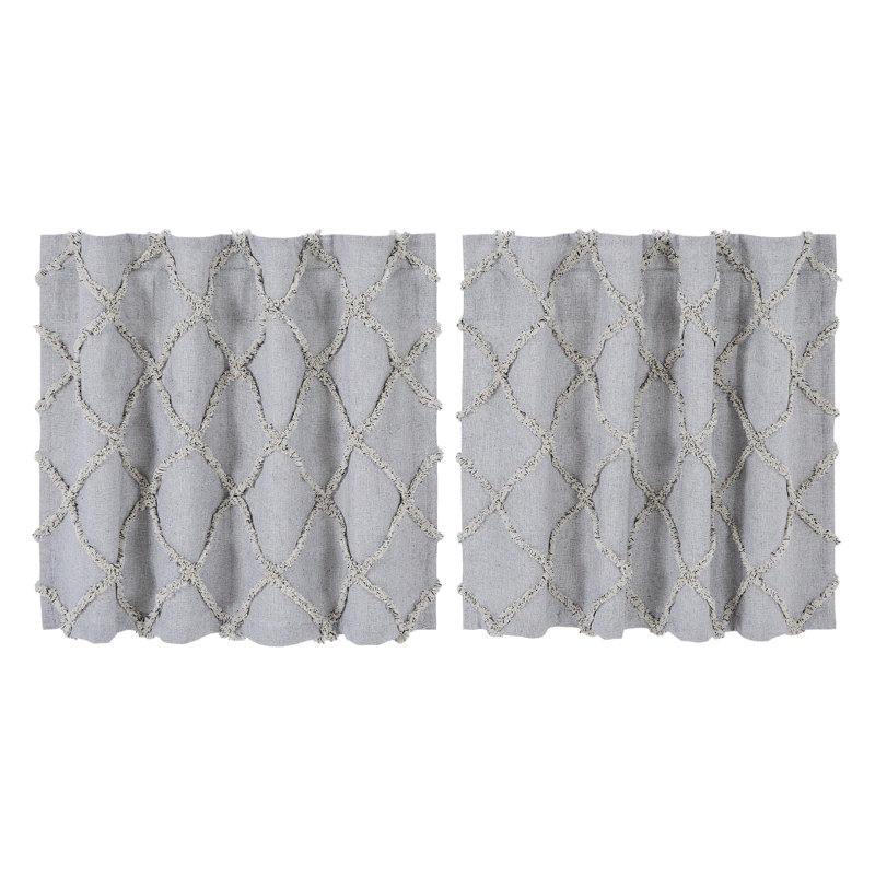 Strausstown Geometric Cotton Tailored 72'' W Cafe Curtain in, 36" W x 24" L