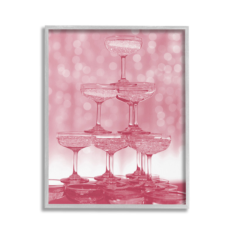 Rose, verres empilés, giclée d'art par Lil'irl, Estampe numérique Farmhouse, H 30 po x l 24 po