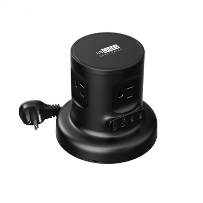 Retractable Power Strip with USB-C, 4 AC Outlets, 2 USB-A, 2 USB-C, 6ft Retractable Cord, Flat Plug, Mountable Compact Desk Power Hub 