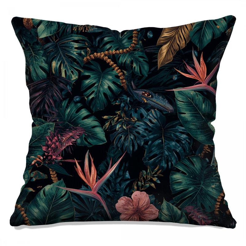 Coussins décoratifs à motif de feuilles de jungle tropicale, 16 x 16 inches