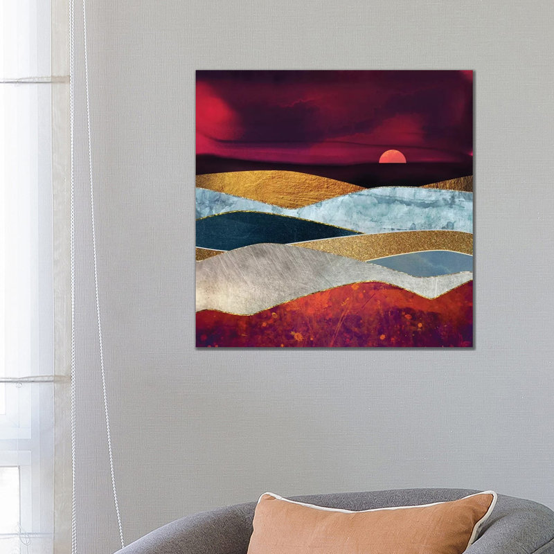 Crimson Sky - Print on Canvas, 30.48 cm H x 30.48 cm W, No Framed
