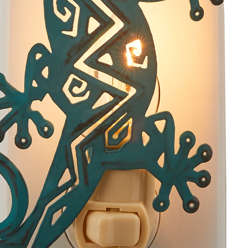 Turquoise Gecko Metal Night Light with 5-Watt Bulb