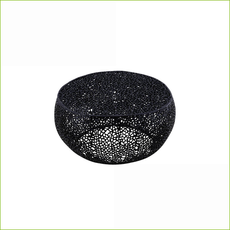 Table basse ronde moderne pour le salon - cadre en aluminium noir, durable et amp; Finitions polyvalentes