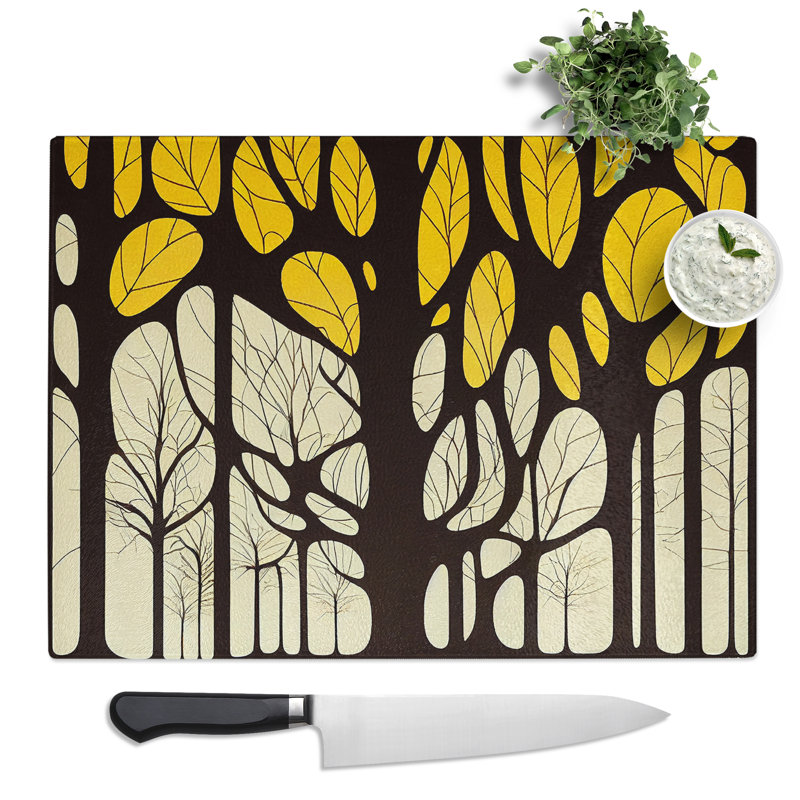 Irresistible Abstract Trees  Glass Chopping Board