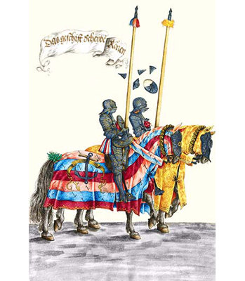 Chevaliers de l’allemagne à cheval en procession-impression d’art graphique