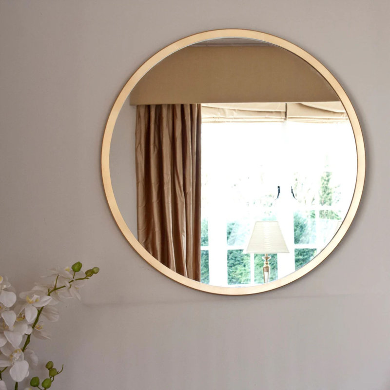 Contemporary Simple Round Mirror Gold, 50 cm H x 50 cm W