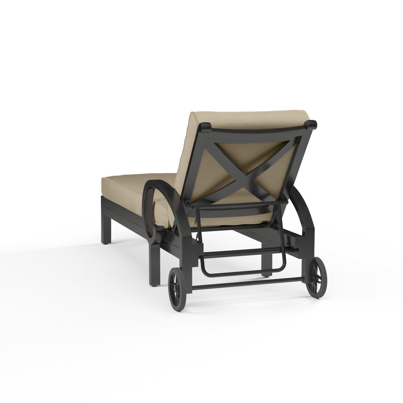 Monterey 81'' Long Reclining Single Chaise Sunbrella® with Cushions, Linen Stone Sunbrella®