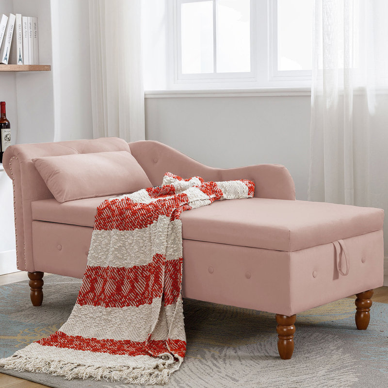 Modern And Comfy Style Chaise Lounge With A Pillow, For Indoor Use, Rose