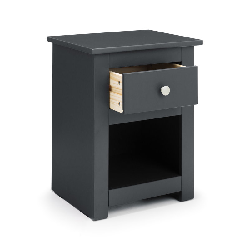Payeur 43cm W Manufactured Wood Bedside Table, Black