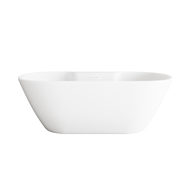 Baignoire de 67 pouces en blanc brillant avec garniture, Blanc poli