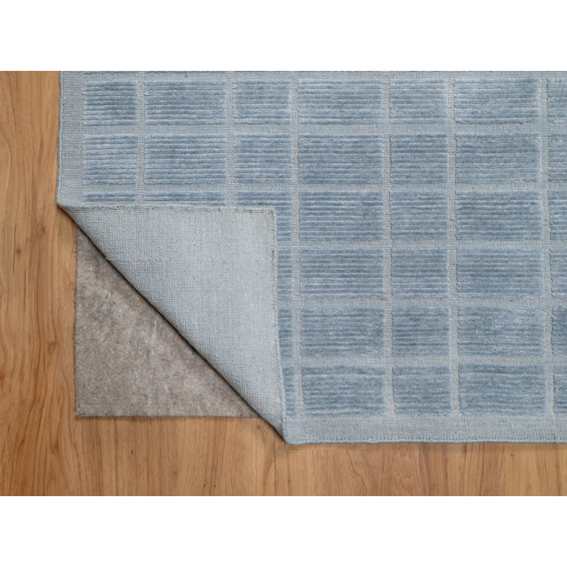 Tapis oriental bleu en laine tissé à la main 8 pi 2 po x 9 pi 10 po - MOA10290705