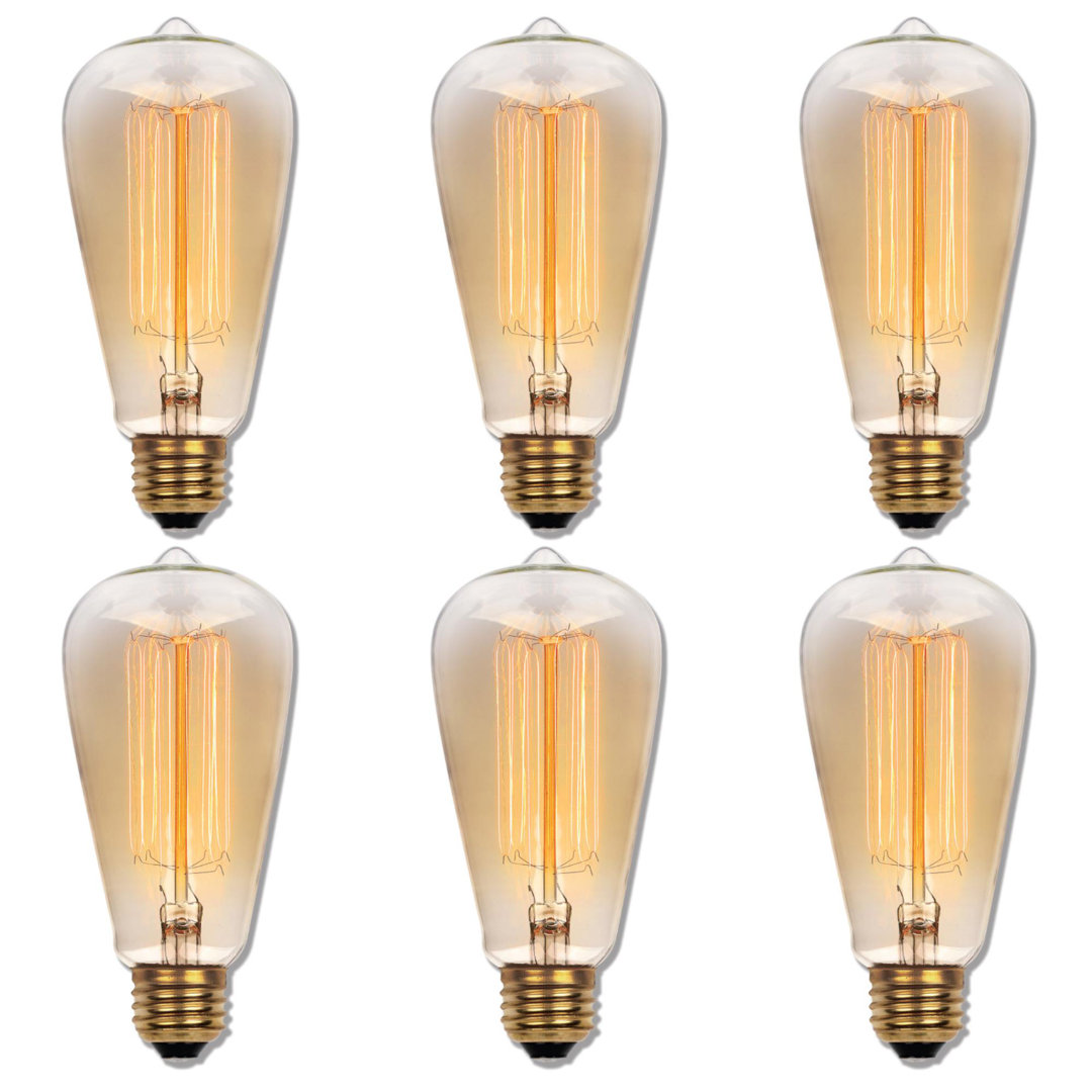 60 Watt ST19 Incandescent, Dimmable Light Bulb, (2200K) Amber Colored E26/Medium (Standard) Base (Set of 6) Westinghouse Lighting