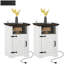 Side Table Set of 2, Nightstand Set with Charging Outlets, White