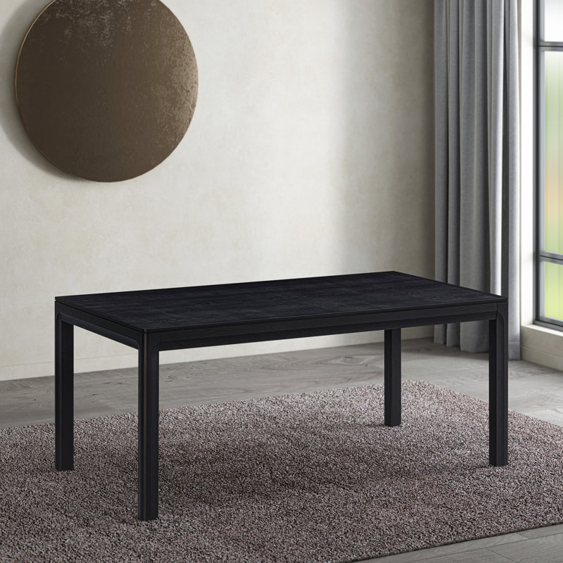  Flow Modern Farmhouse Dining Table, Burnt Black, 29.92" H  x 70.87" L x 35.43" W