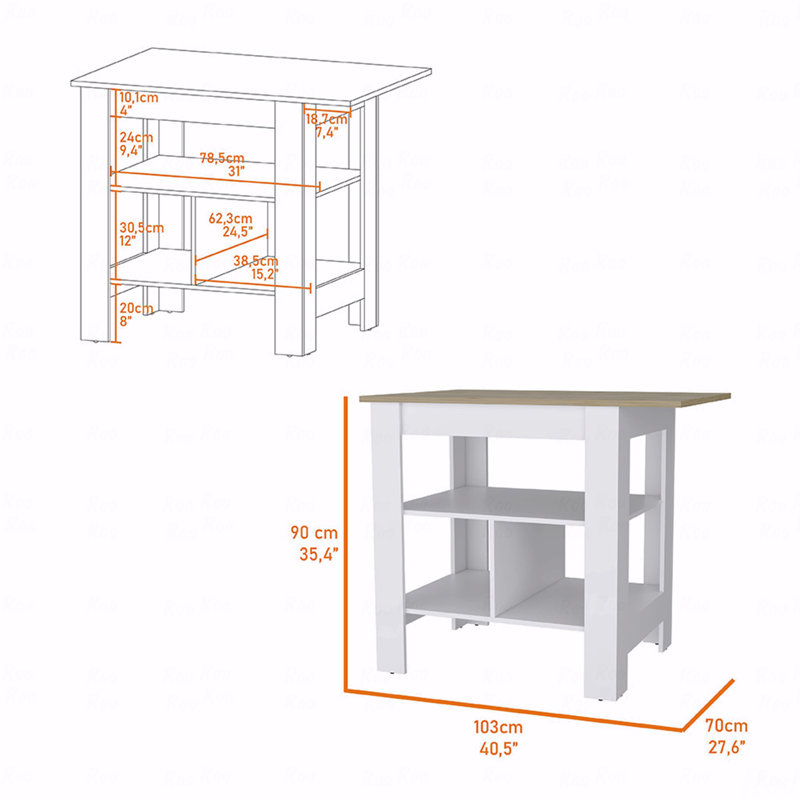 Îlot de cuisine de base avec fonction de rangement