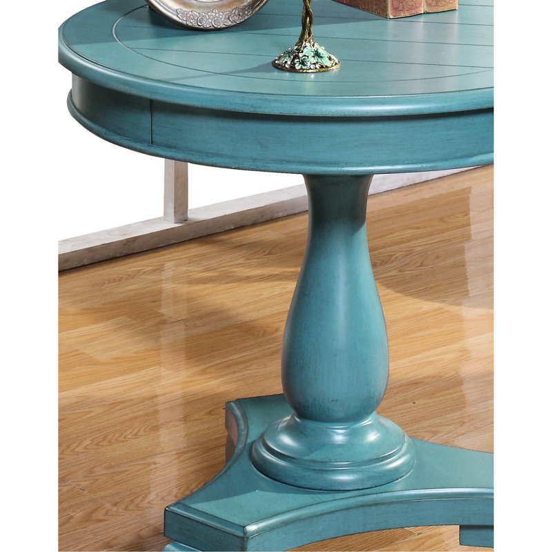 Table d'appoint de couleur sarcelle - grand espace, fabrication en bois, 26 po x 26,5 po de diamètre, 26,5 po, Sarcelle