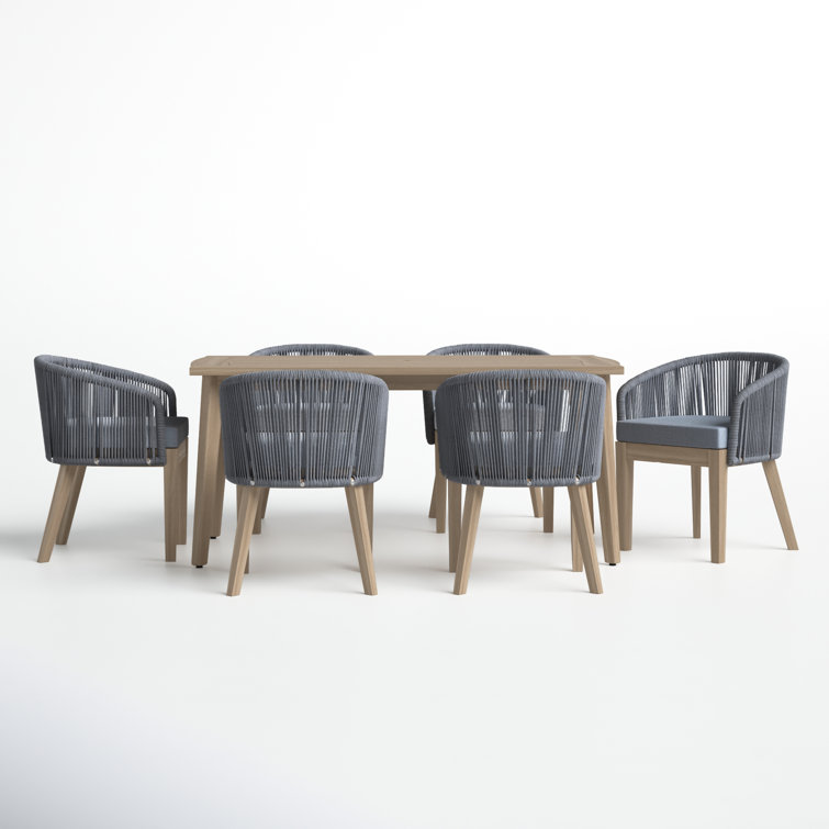 Bowery 67'' Rectangular 6 - Person Outdoor Dining Set with Cushions