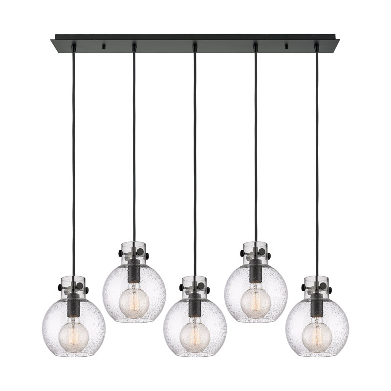 Luminaire suspendu sphère 5 lumières Amrith, Bullé, Noir mat
