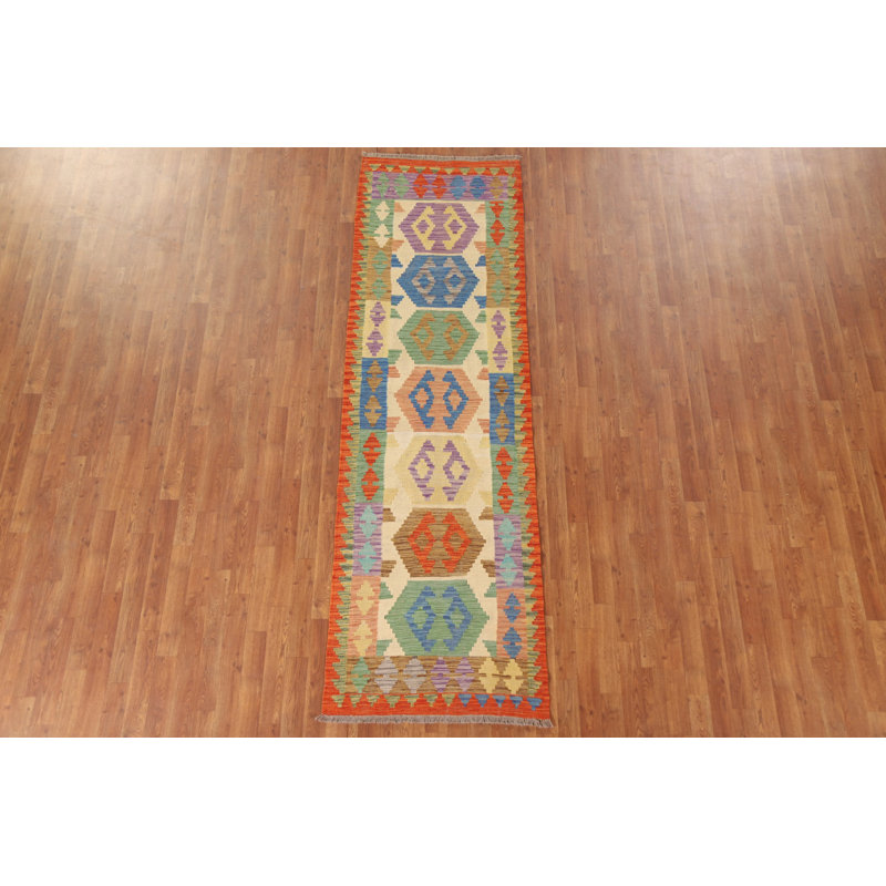Reversible Wool Kilim Oriental Runner Rug 3x9