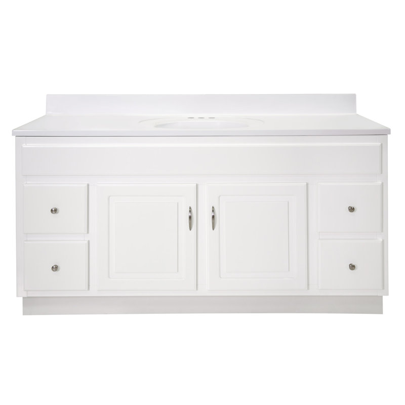 Meuble-lavabo de 61 po avec plateau Concord, blanc, prêt à assembler