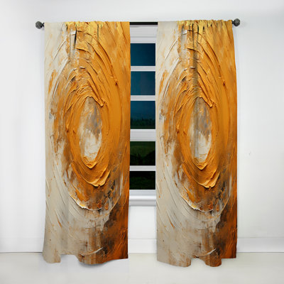 Natasha Golden Lemon Zest Spiral I - Modern Velvet Curtain - Room Darkening - 1 Panel