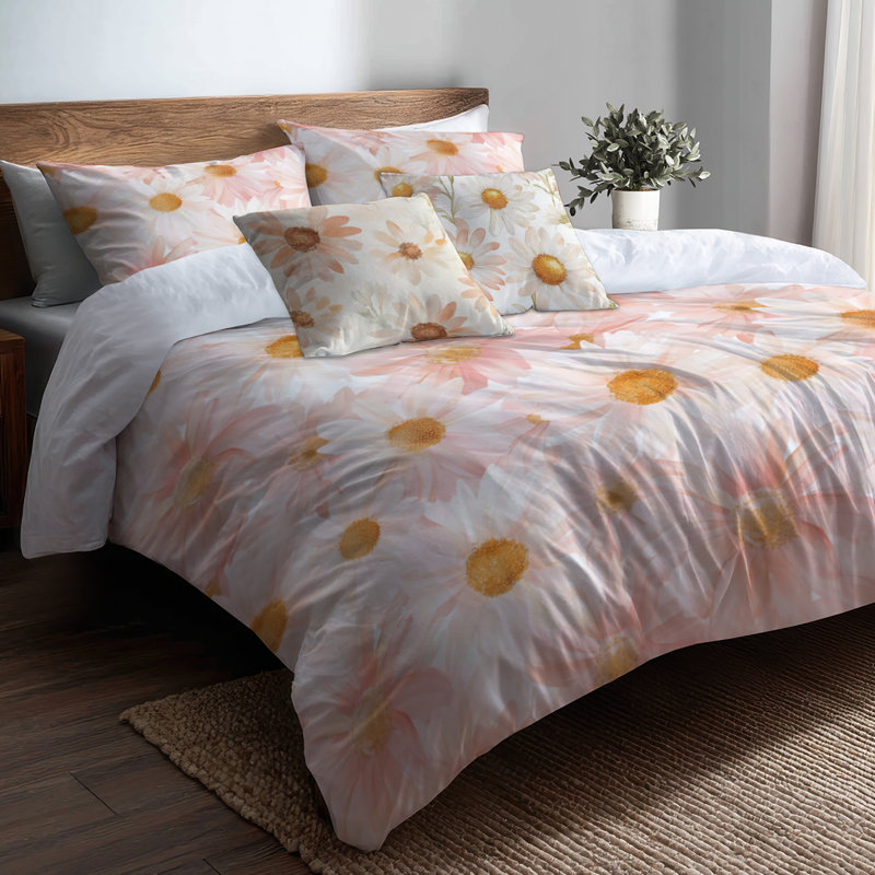 Ensemble de literie pour fille 5 pièces Flowers - Ensemble de housse de couette et coussin décoratif