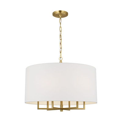 Thomas O'Brien Danica 6 Light Dining Room Chandelier With White Linen Shade