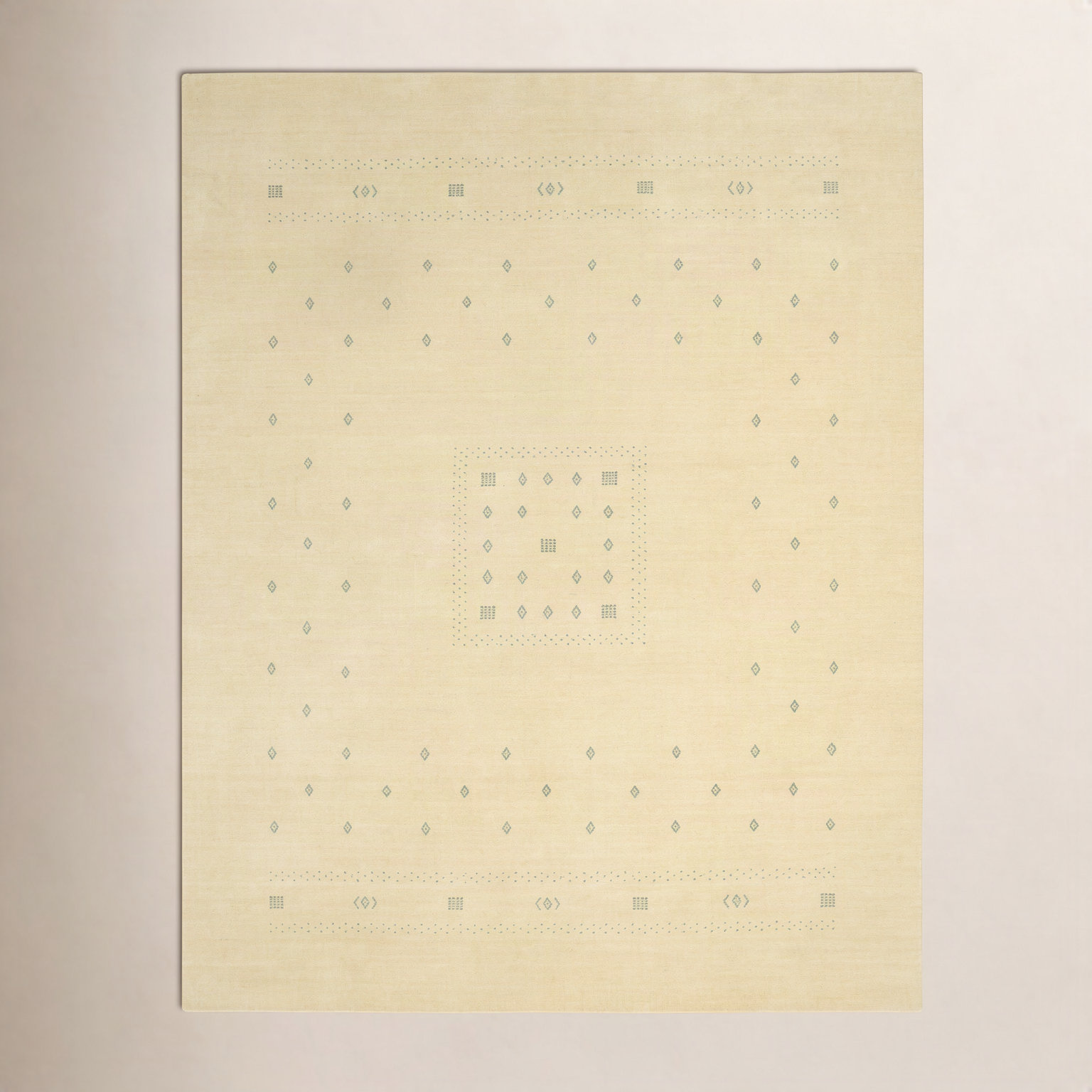 Simi Hand-Woven Geometric Cotton Wool Rug, Yellow, Rectangle 8' x 10'