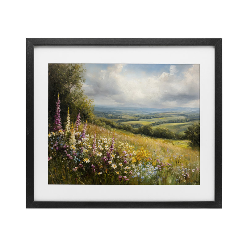 Tall Hyacinth Wildflower Patch, reproduction sous verre, par Petal Prints Design, H 13 po x l 16 po, Cadre noir minuit