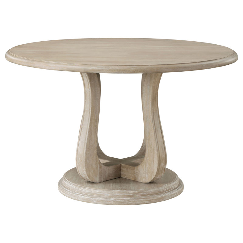 Table de salle à manger ronde avec base en piédestal blanc lavé duc