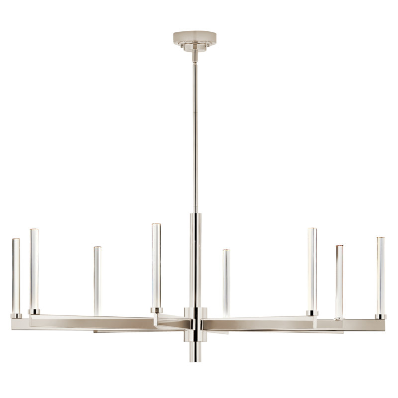 Steel Dimmable LED Classic / Traditional Chandelier, Polished Nickel, 20" H x 48.5" W x 48.5" D, 8
