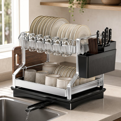 Two-Tier Stainless Steel Dish Drying Rack