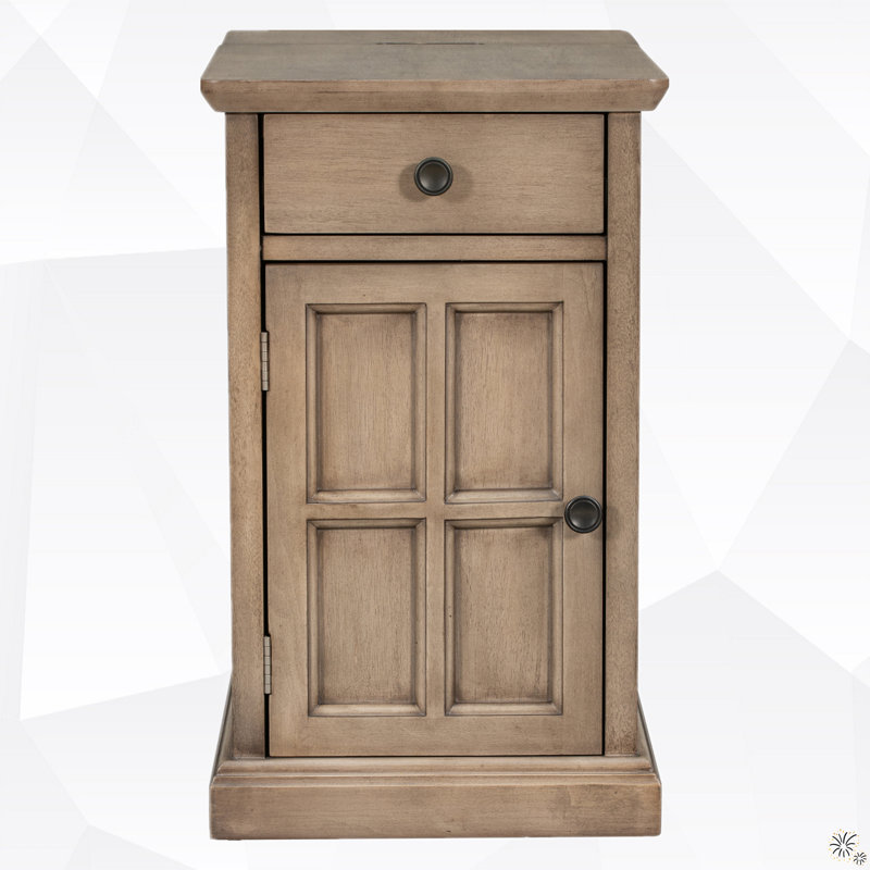 Edelgard 14'' W Solid Wood Nightstand, Antique Brown