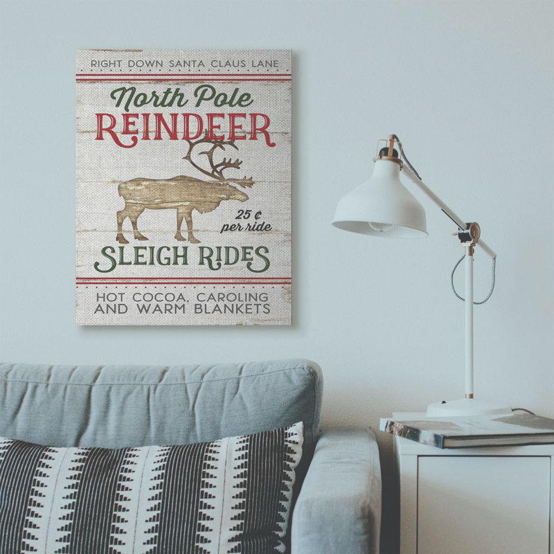 " North Pole Reindeer ", Wrapped Canvas, 40" H x 30" W