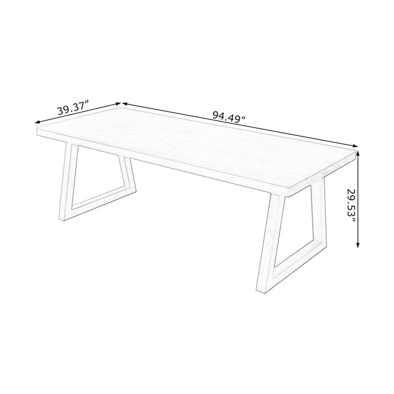 Brown Rectangular Solid Wood desk, 29.53" H x 94.49" W x 39.37" D