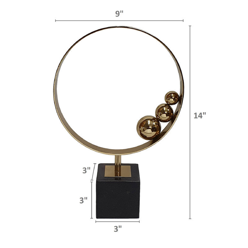 Sculpture anneau Mavis avec base en marbre, H 14 po x l 12 po x P 4,5 po
