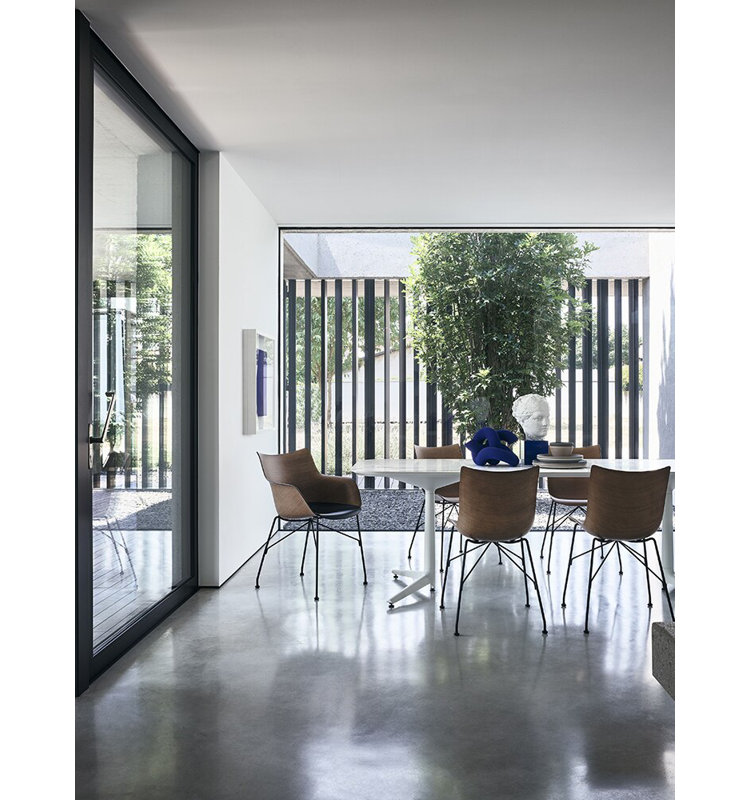 P/Wood Dining Chair, Veneer Dark Wood with Black